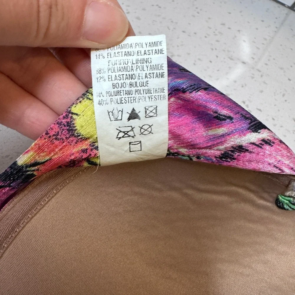 Y2K New Beach G Brazil Floral Bandeau Bikini Top Padded Knot Strapless Size M